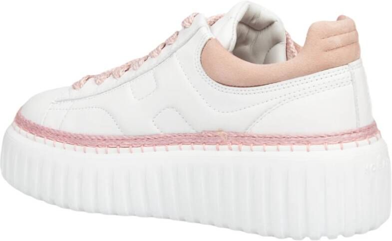 Hogan Witte Sneakers met Roze Profielen White Dames