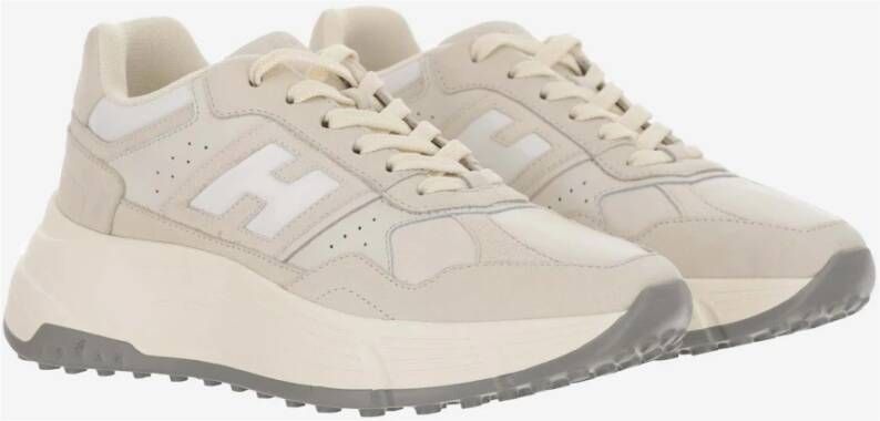 Hogan Sneakers van gelamineerd leer en technische stof Beige Dames