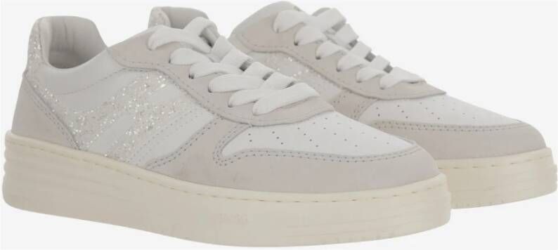 Hogan Sneakers van leer met glitterlogo White Dames