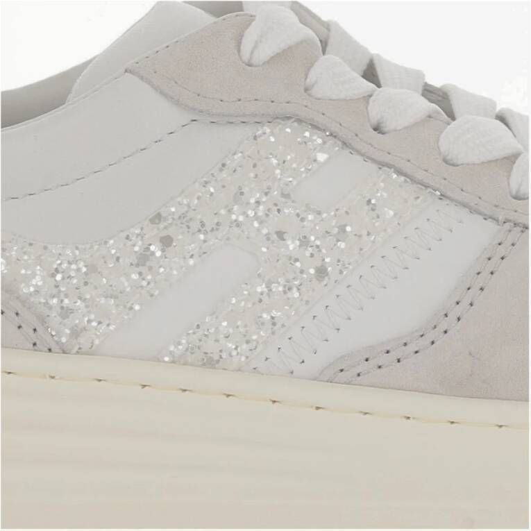 Hogan Sneakers van leer met glitterlogo White Dames