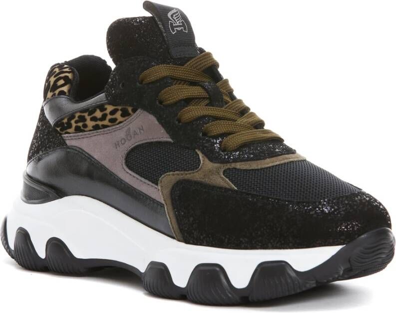 Hogan Zwarte Animalier Sneakers voor Vrouwen Zwart Dames