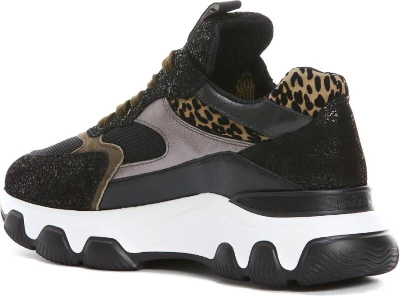 Hogan Zwarte Animalier Sneakers voor Vrouwen Zwart Dames
