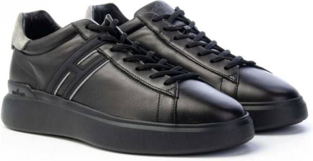 Hogan Stijlvolle Leren Sneakers Zwart Heren