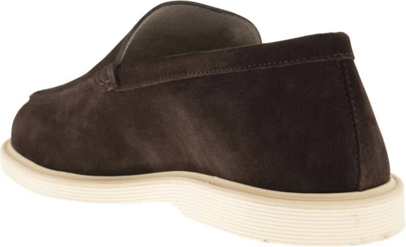 Hogan Sportieve suède mocassin met reliëf monogram Brown Heren