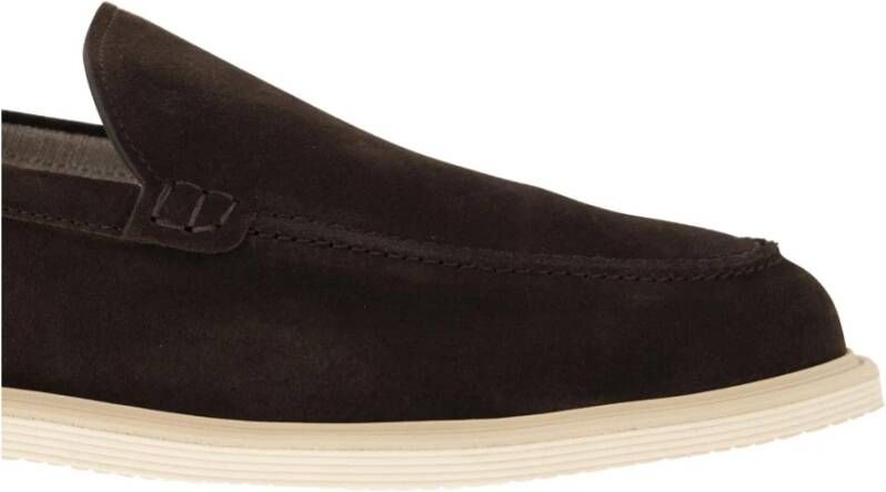 Hogan Sportieve suède mocassin met reliëf monogram Brown Heren