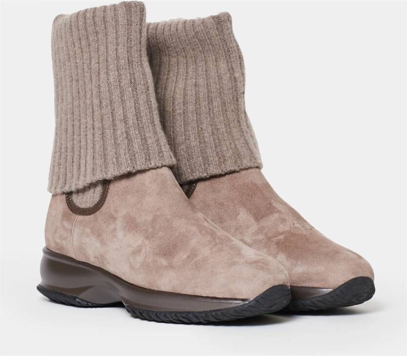 Hogan Stijlvolle Beige Enkellaarzen Beige Dames