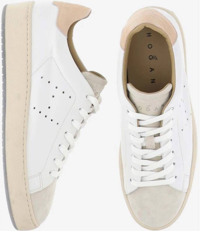 Hogan Leren Sneakers Vetersluiting Geperforeerde Zijkant White Dames