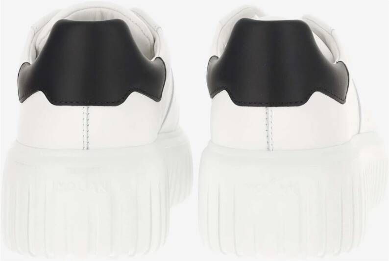 Hogan Leren Veterschoenen met Logo Detail White Dames