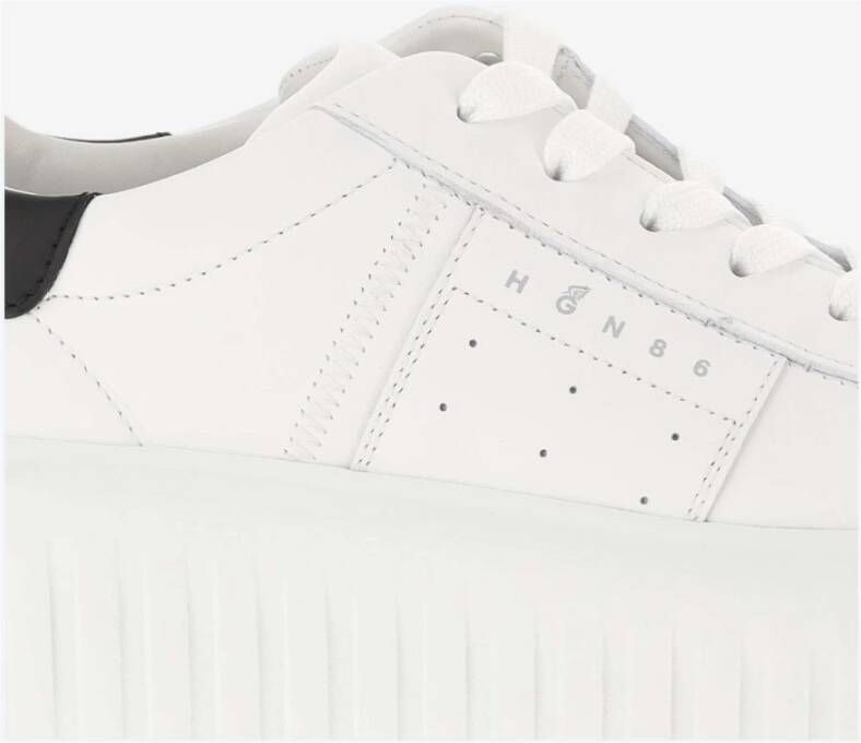 Hogan Leren Veterschoenen met Logo Detail White Dames