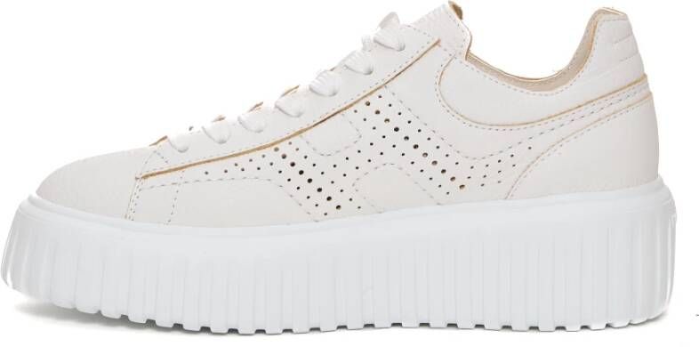 Hogan Strepen Gehamerd Geperforeerd Leren Sneakers White Dames