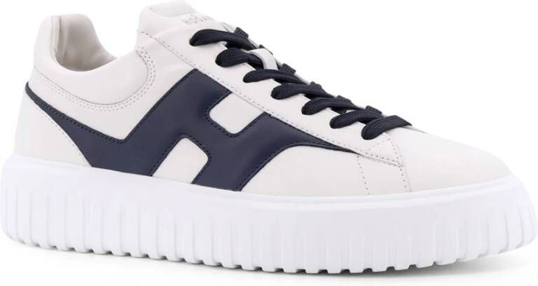 Hogan Strepen Leren Sneakers met Memory Foam White Heren