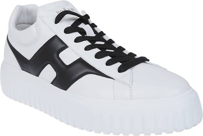 Hogan Strepen Leren Sneakers Wit Zwart White Heren