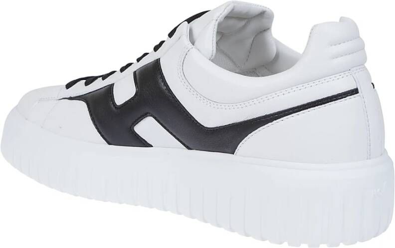 Hogan Strepen Leren Sneakers Wit Zwart White Heren