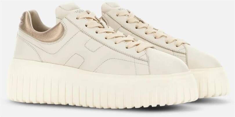 Hogan Strepen Sneakers Ivoor Metallic Nappa Beige Dames