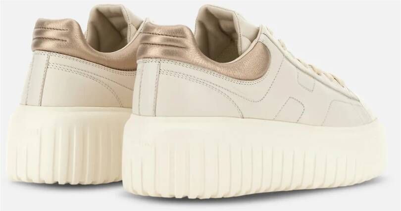 Hogan Strepen Sneakers Ivoor Metallic Nappa Beige Dames