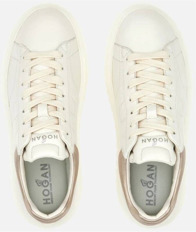 Hogan Strepen Sneakers Ivoor Metallic Nappa Beige Dames