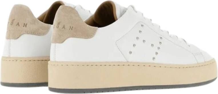 Hogan Studded Logo Sneaker met Branded Heel White Dames