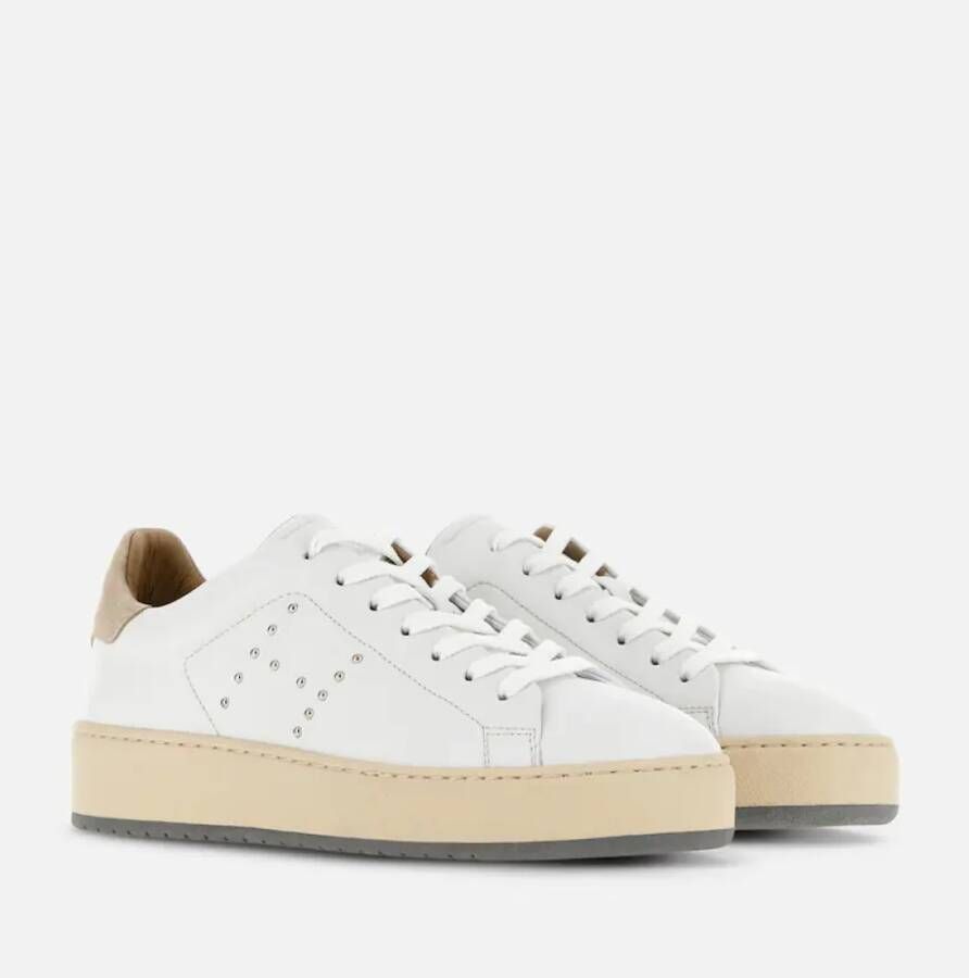 Hogan Studded White Leather Sneakers White Dames