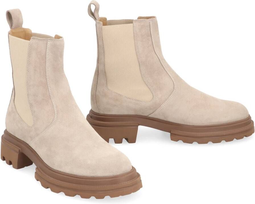 Hogan Suede Chelsea-laarzen met elastische inzetstukken Beige Dames