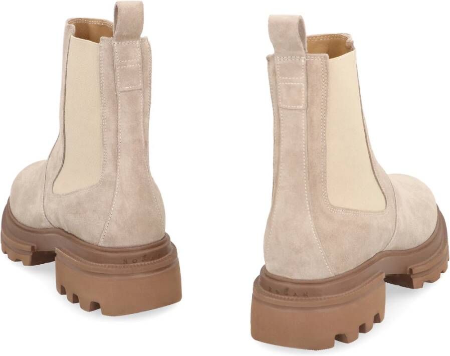 Hogan Suede Chelsea-laarzen met elastische inzetstukken Beige Dames