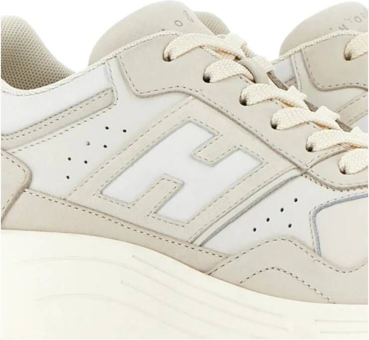 Hogan Suède en leren neutrale sneakers Beige Dames