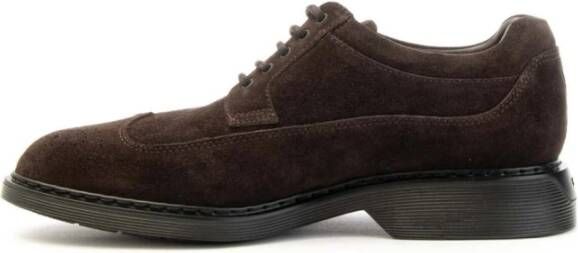 Hogan Suède herenschoenen met wingtip Brown Heren