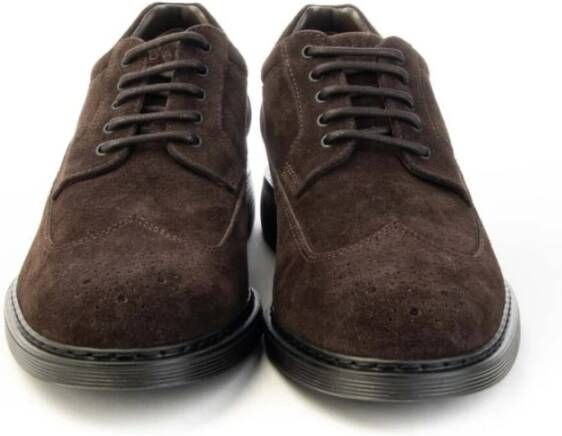 Hogan Suède herenschoenen met wingtip Brown Heren