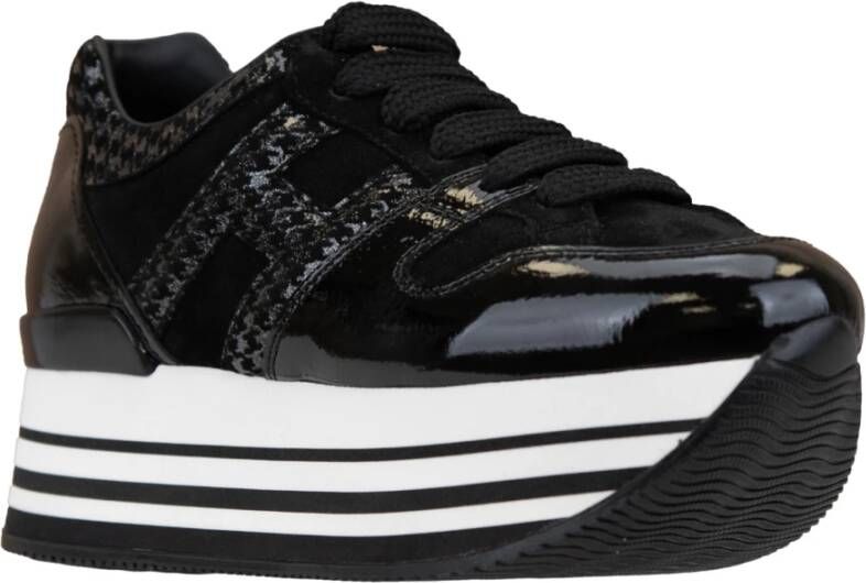 Hogan Suède Leren Glitter Sneakers Dames Vetersluiting Black Dames