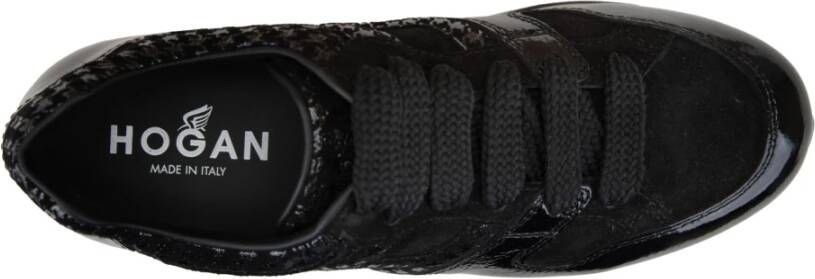 Hogan Suède Leren Glitter Sneakers Dames Vetersluiting Black Dames