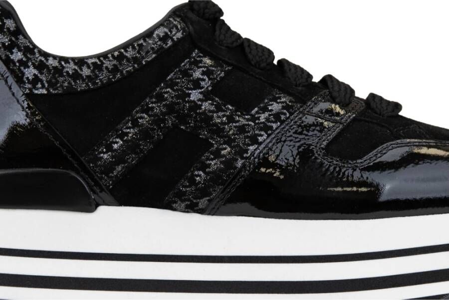 Hogan Suède Leren Glitter Sneakers Dames Vetersluiting Black Dames