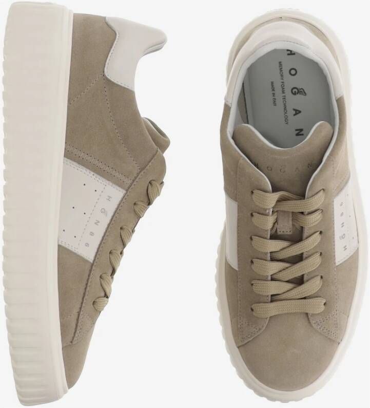 Hogan Suède Leren Veterschoenen Wit Bruin Beige Heren