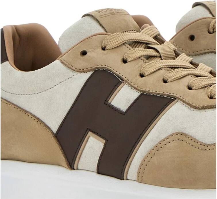 Hogan Suede Panel Lace-Up Sneakers Brown Heren