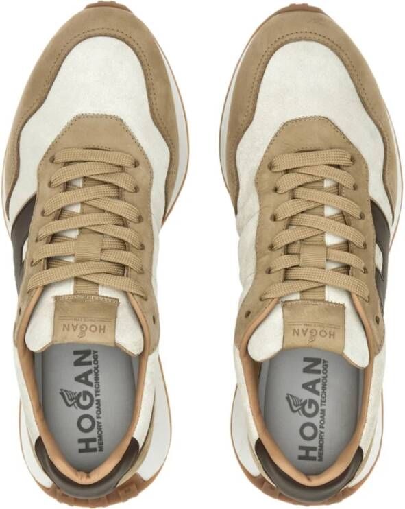 Hogan Suede Panel Lace-Up Sneakers Brown Heren