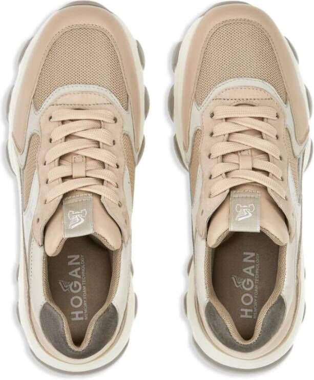 Hogan Suede Panelled Sneakers Beige Dames