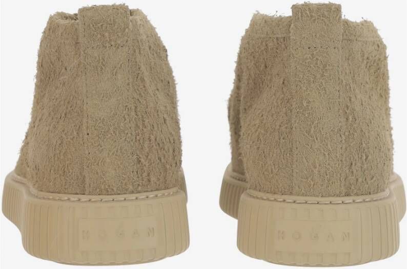 Hogan Suède Ronde Neus Veterschoenen Beige Heren