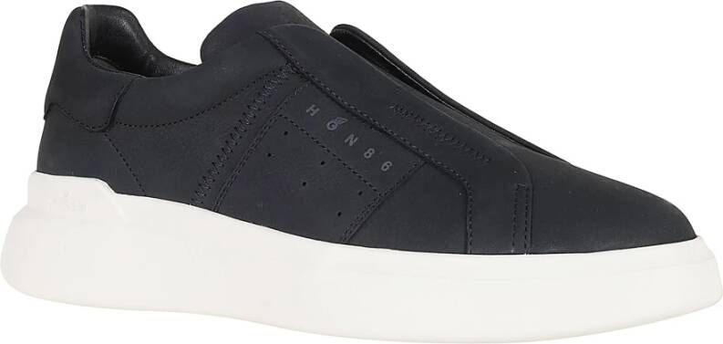 Hogan Suède Slip-On Sneakers met Logo Detail Blue Heren