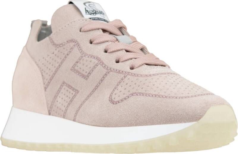 Hogan Suède vetersneakers met glitterdetails Pink Dames