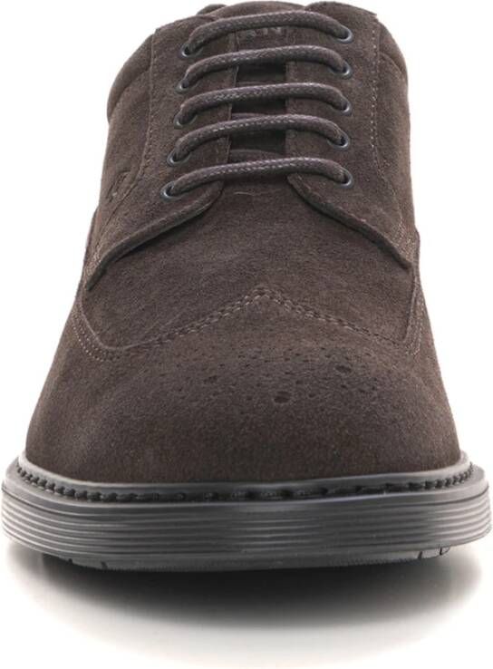 Hogan Suède Wing Cap Derby Schoenen Brown Heren