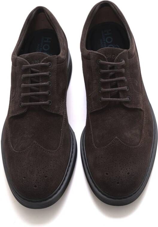 Hogan Suède Wing Cap Derby Schoenen Brown Heren