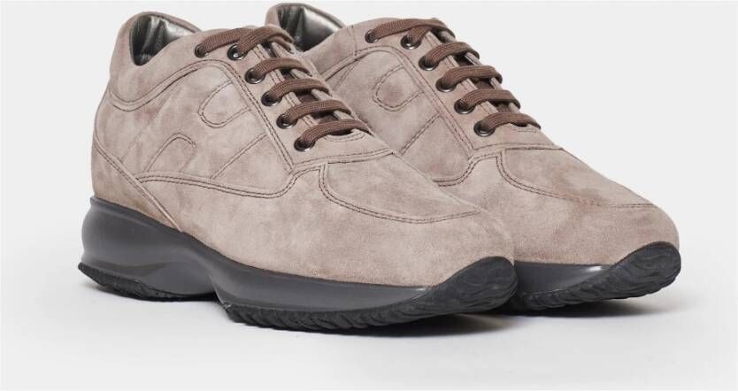 Hogan Taupe Suede Interactieve Damessneakers Brown Dames