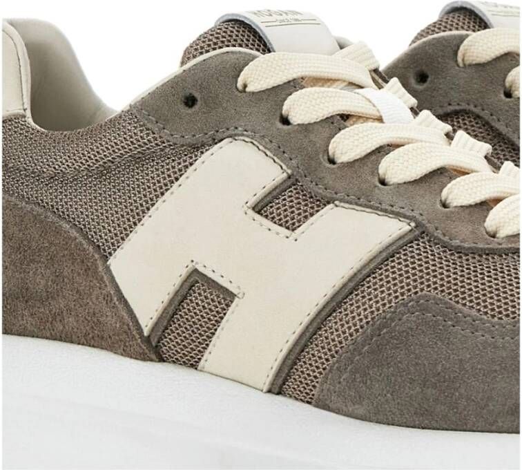 Hogan Taupe Suède Mesh Panel Sneakers Gray Dames