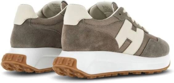 Hogan Taupe Suède Mesh Panel Sneakers Gray Dames