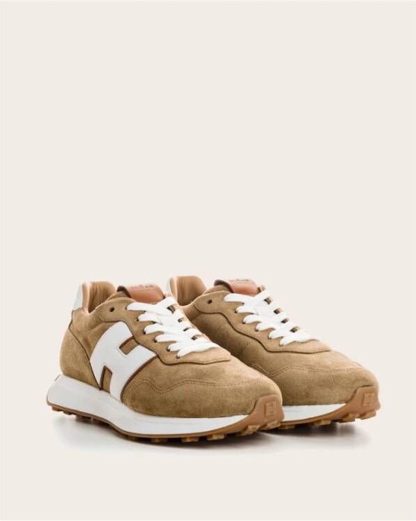 Hogan Velours en Nappa Leren Sneakers Brown Heren