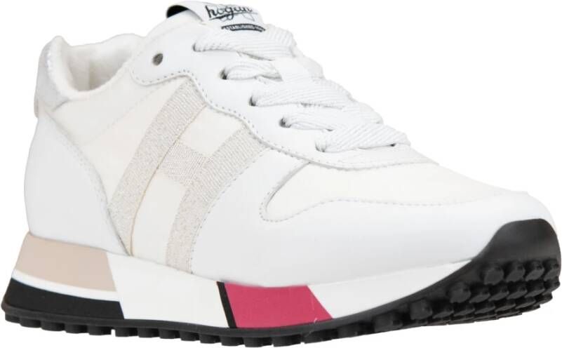 Hogan Veterschoenen voor dames van leer en stof White Dames