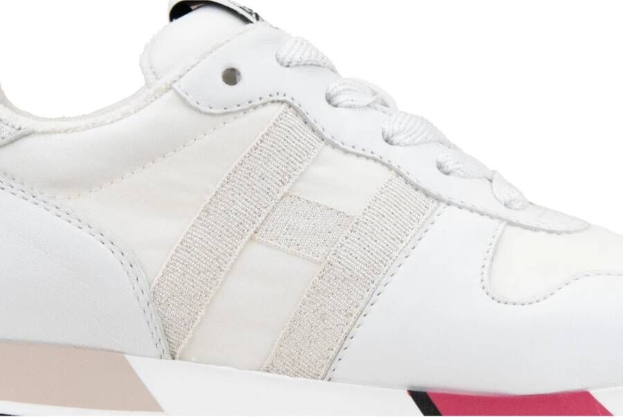 Hogan Veterschoenen voor dames van leer en stof White Dames