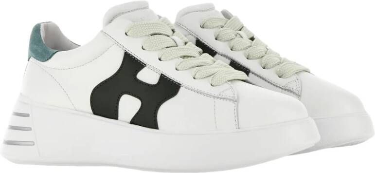 Hogan Witte blauwe en groene leren sneakers White Dames