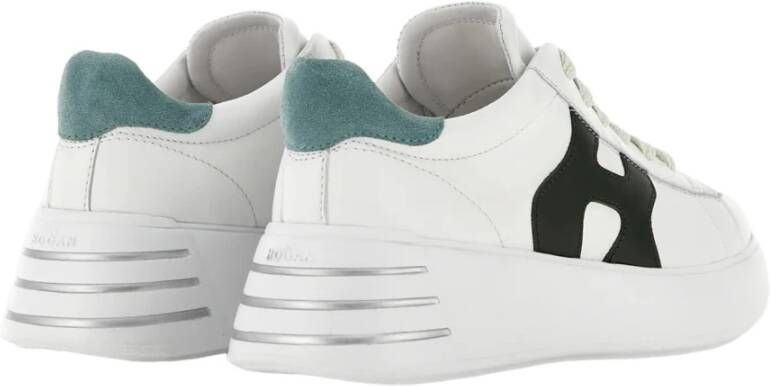 Hogan Witte blauwe en groene leren sneakers White Dames