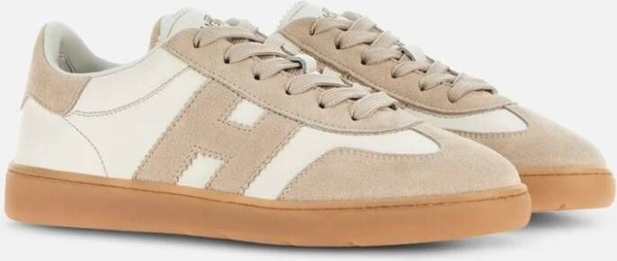 Hogan Witte en beige leren sneakers White Dames