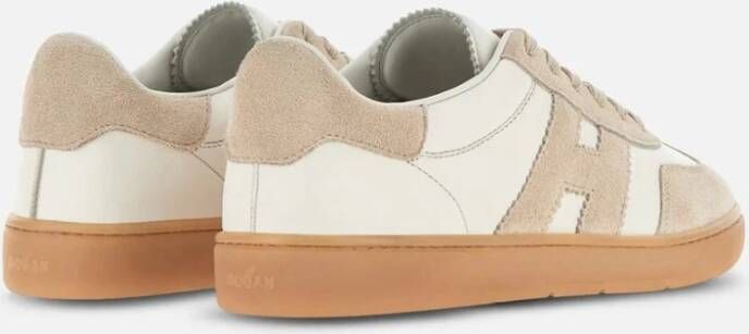 Hogan Witte en beige leren sneakers White Dames