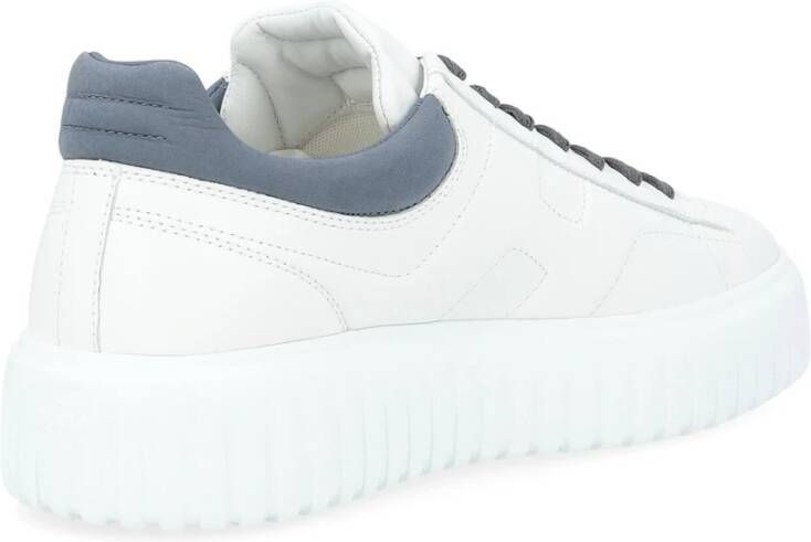 Hogan Witte en Blauwe H-Stripes Leren Sneakers White Heren